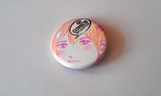 Unikat Ansteck-Button, Motiv Gesicht, lila, orange,  Serie 2012